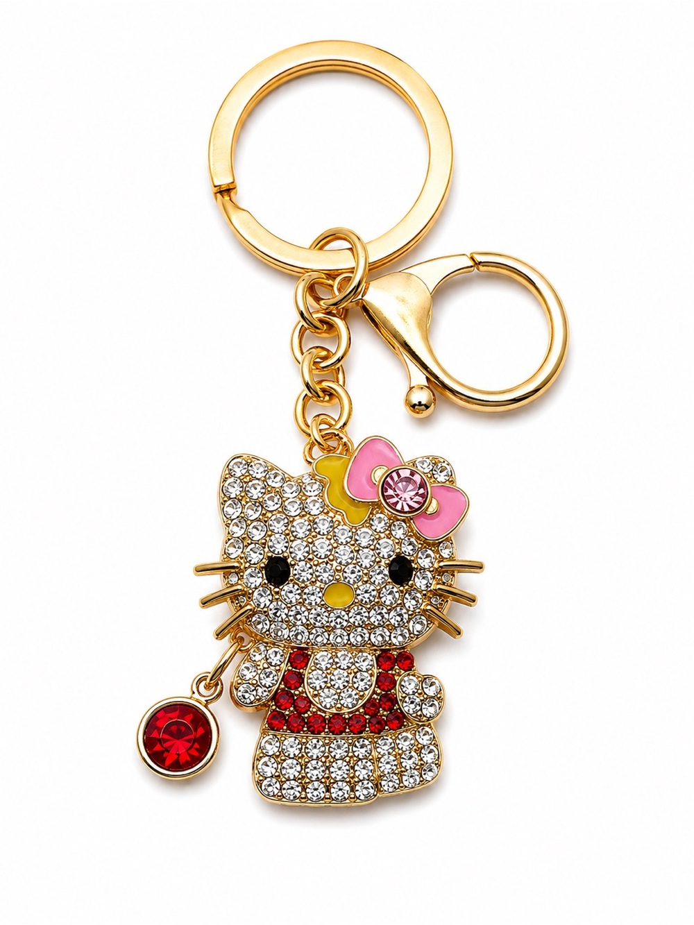 Hello Kitty Rhinestone Keychain Gold Tone Bag Charm Choose Color - Picture 4 of 7